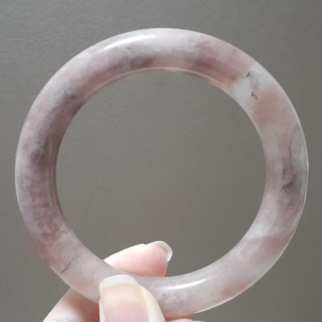 【三寶坊】天然金絲玉手鐲 62圈口 粉紫 微胖圓鐲 手鐲大圈口 N182-細節圖7