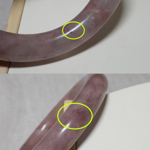 【三寶坊】天然金絲玉手鐲 62圈口 粉紫 微胖圓鐲 手鐲大圈口 N182-細節圖8