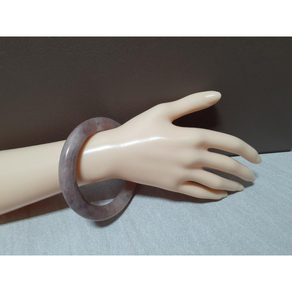 【三寶坊】天然金絲玉手鐲 62圈口 粉紫 微胖圓鐲 手鐲大圈口 N182-細節圖9