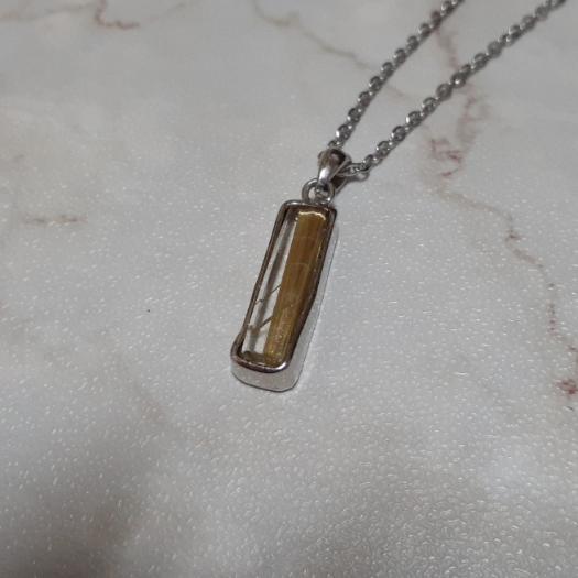 【三寶坊】鈦晶項鍊 鈦晶純銀包邊吊墜 鈦晶墜子 天然鈦晶-細節圖2