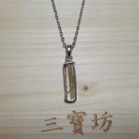 【三寶坊】鈦晶項鍊 鈦晶純銀包邊吊墜 鈦晶墜子 天然鈦晶-細節圖3