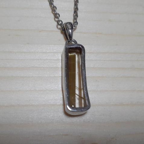 【三寶坊】鈦晶項鍊 鈦晶純銀包邊吊墜 鈦晶墜子 天然鈦晶-細節圖4