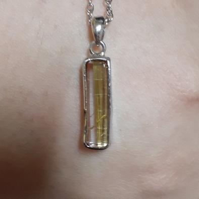 【三寶坊】鈦晶項鍊 鈦晶純銀包邊吊墜 鈦晶墜子 天然鈦晶-細節圖6