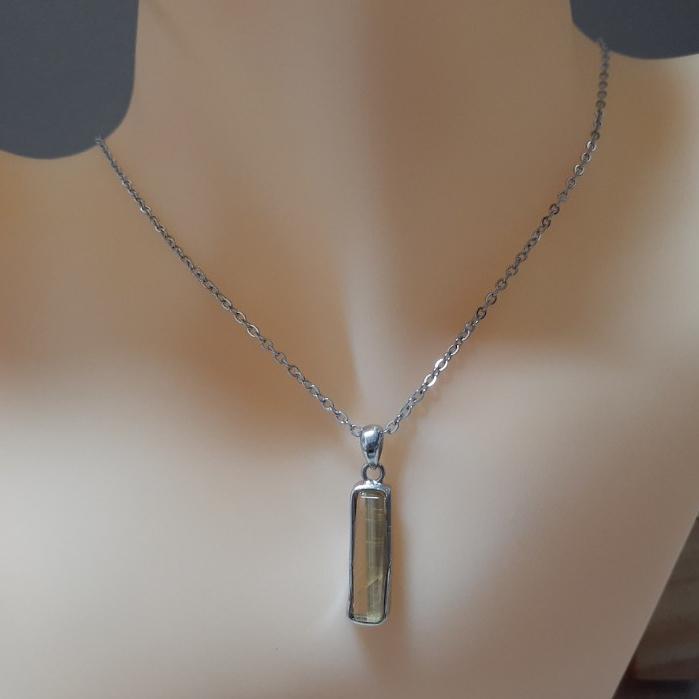 【三寶坊】鈦晶項鍊 鈦晶純銀包邊吊墜 鈦晶墜子 天然鈦晶-細節圖8