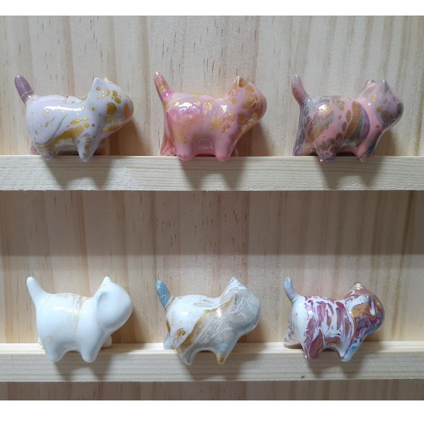 【三寶坊】大漆貓 白粉系 發財貓 無臉貓擺件 貓咪擺件 貓咪木頭雕刻 大漆工藝 貓咪公仔 招財貓 C1-C6-細節圖2