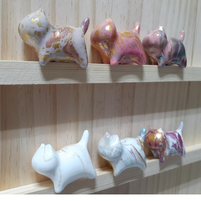 【三寶坊】大漆貓 白粉系 發財貓 無臉貓擺件 貓咪擺件 貓咪木頭雕刻 大漆工藝 貓咪公仔 招財貓 C1-C6-細節圖4