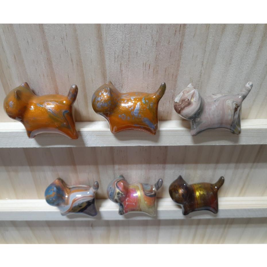 【三寶坊】大漆貓 橘彩系 發財貓 無臉貓擺件 貓咪擺件 貓咪木頭雕刻 大漆工藝 貓咪公仔 招財貓 C7-C12-細節圖4