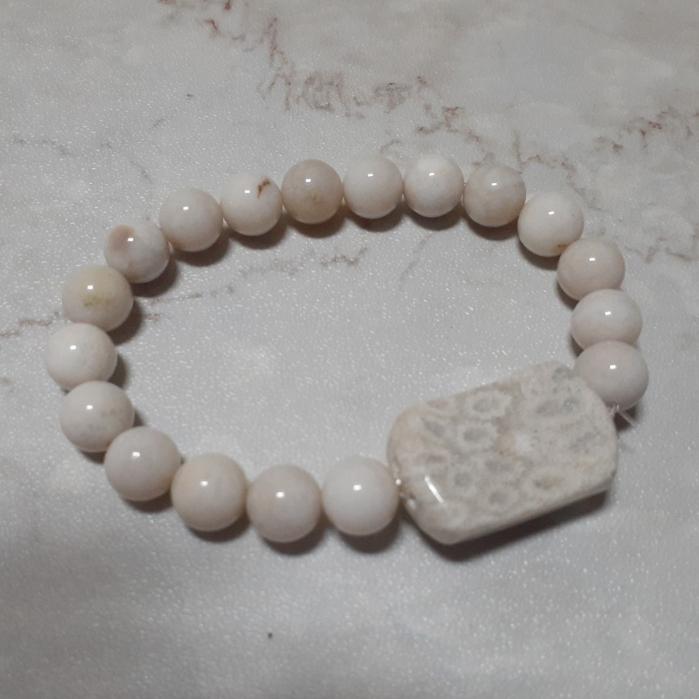 【三寶坊】天然珊瑚玉手串 設計款 奶白色系 珊瑚玉手串/手珠/手鍊/手排/手環 H6-細節圖3