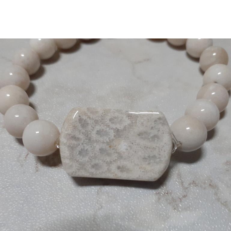 【三寶坊】天然珊瑚玉手串 設計款 奶白色系 珊瑚玉手串/手珠/手鍊/手排/手環 H6-細節圖5