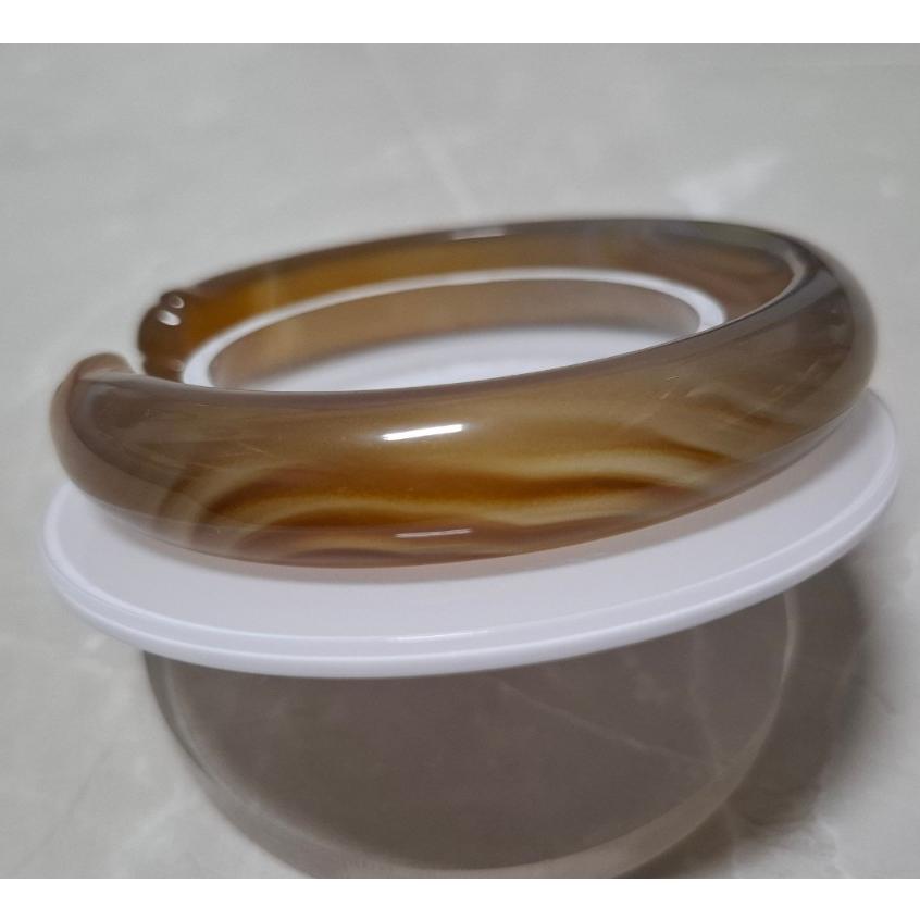【三寶坊】天然黃瑪瑙手鐲 62圈口 茶色 貓爪雕刻鐲 平安鐲 手鐲大圈口 N477-細節圖6