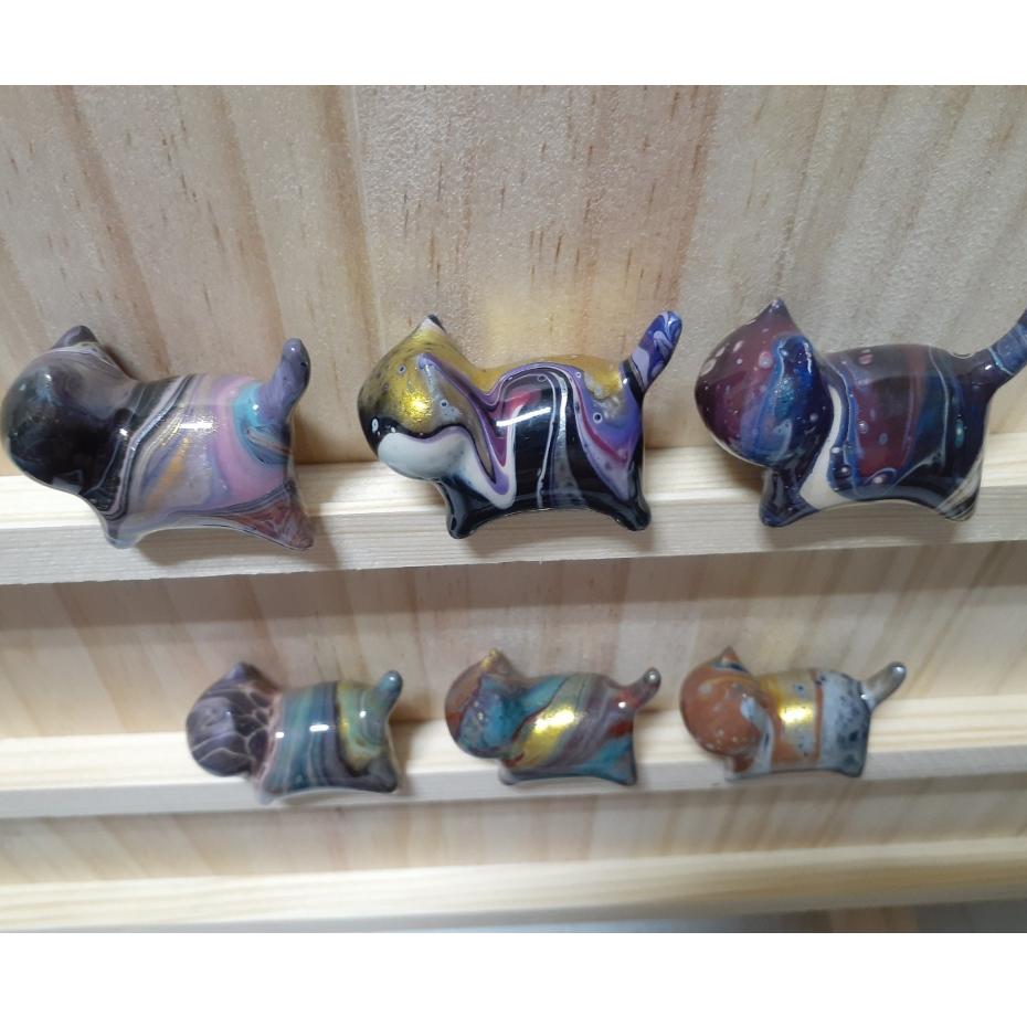 【三寶坊】大漆貓 深色多彩系 發財貓 無臉貓擺件 貓咪擺件 貓咪木頭雕刻 大漆工藝 貓咪公仔 招財貓 C13-C18-細節圖4