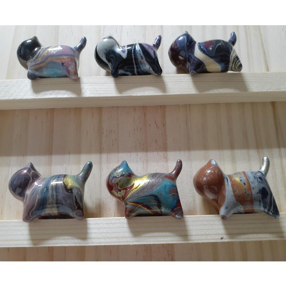 【三寶坊】大漆貓 深色多彩系 發財貓 無臉貓擺件 貓咪擺件 貓咪木頭雕刻 大漆工藝 貓咪公仔 招財貓 C13-C18-細節圖5