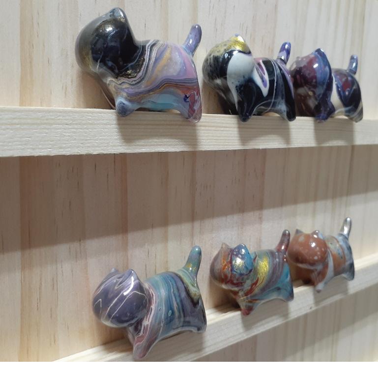 【三寶坊】大漆貓 深色多彩系 發財貓 無臉貓擺件 貓咪擺件 貓咪木頭雕刻 大漆工藝 貓咪公仔 招財貓 C13-C18-細節圖7