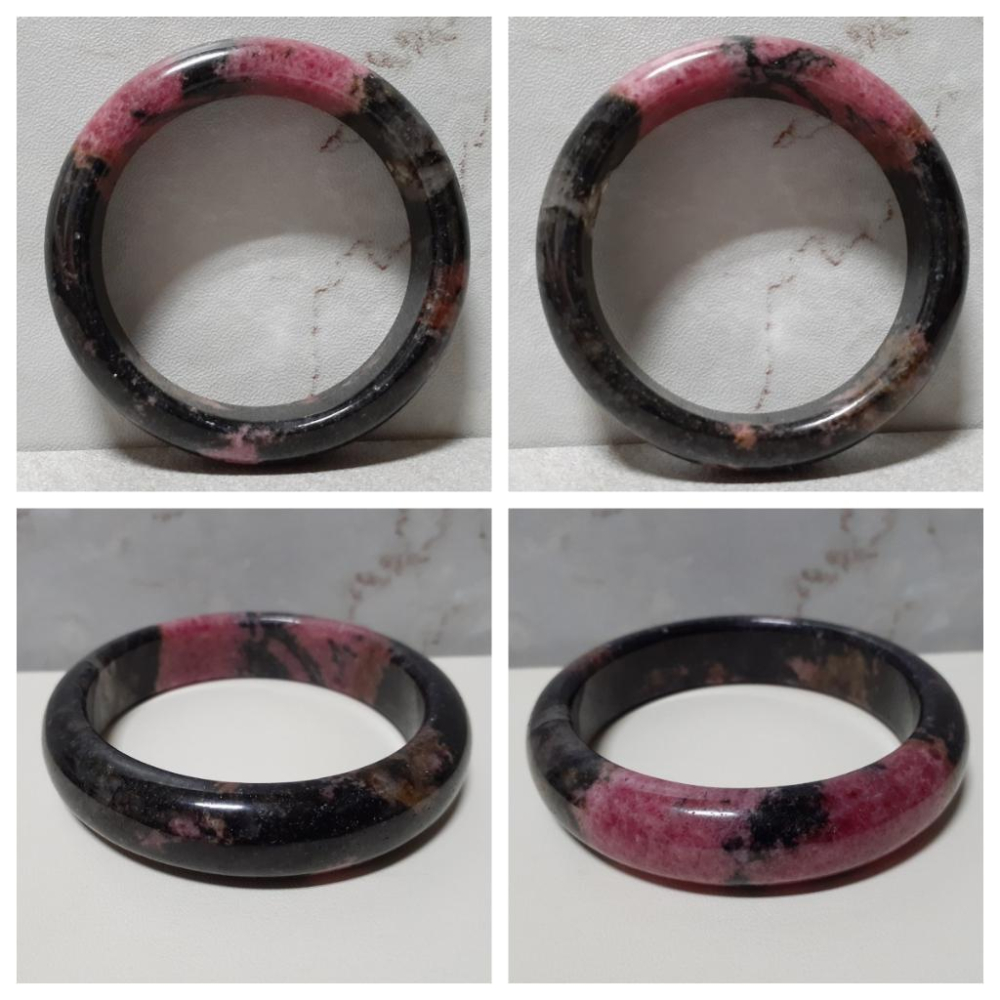 【三寶坊】天然櫻花雨手鐲 61圈口 有瑕 黑櫻花 薔薇輝手鐲 平安鐲 手鐲大圈口 N361-細節圖5