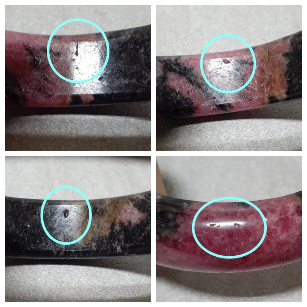 【三寶坊】天然櫻花雨手鐲 61圈口 有瑕 黑櫻花 薔薇輝手鐲 平安鐲 手鐲大圈口 N361-細節圖6