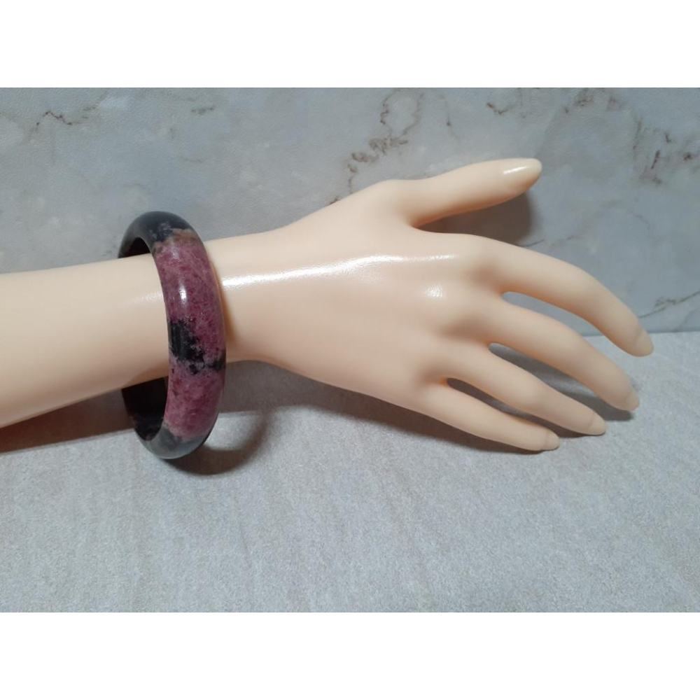 【三寶坊】天然櫻花雨手鐲 61圈口 有瑕 黑櫻花 薔薇輝手鐲 平安鐲 手鐲大圈口 N361-細節圖8