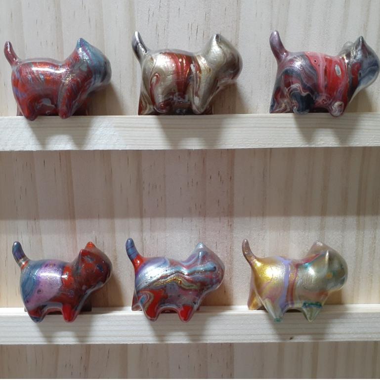 【三寶坊】大漆貓 金屬色系 發財貓 無臉貓擺件 貓咪擺件 貓咪木頭雕刻 大漆工藝 貓咪公仔 招財貓 C19-C24-細節圖2