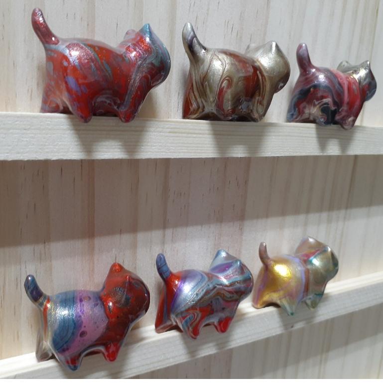 【三寶坊】大漆貓 金屬色系 發財貓 無臉貓擺件 貓咪擺件 貓咪木頭雕刻 大漆工藝 貓咪公仔 招財貓 C19-C24-細節圖3