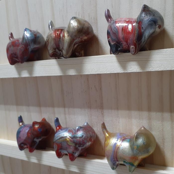 【三寶坊】大漆貓 金屬色系 發財貓 無臉貓擺件 貓咪擺件 貓咪木頭雕刻 大漆工藝 貓咪公仔 招財貓 C19-C24-細節圖4