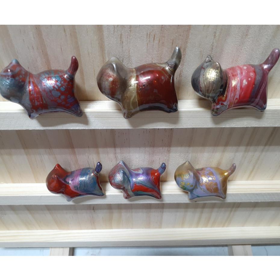 【三寶坊】大漆貓 金屬色系 發財貓 無臉貓擺件 貓咪擺件 貓咪木頭雕刻 大漆工藝 貓咪公仔 招財貓 C19-C24-細節圖6