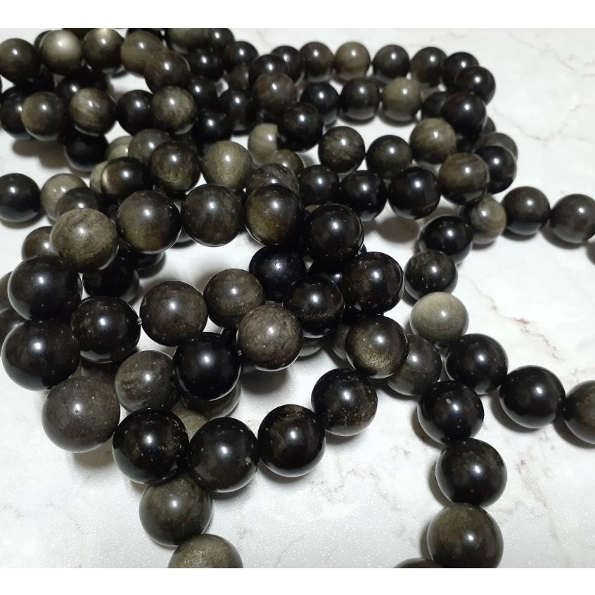 【三寶坊】天然金曜石 12mm 15mm 手串/手珠/手鍊/手排/手環 男朋友禮物 入門款-細節圖2