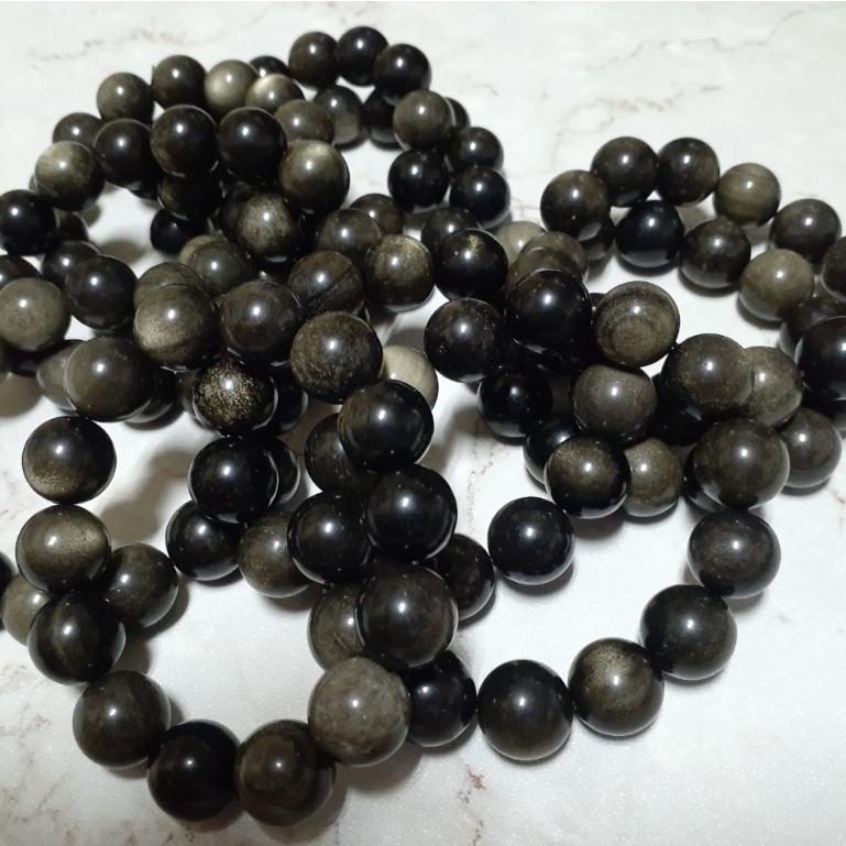 【三寶坊】天然金曜石 12mm 15mm 手串/手珠/手鍊/手排/手環 男朋友禮物 入門款-細節圖3