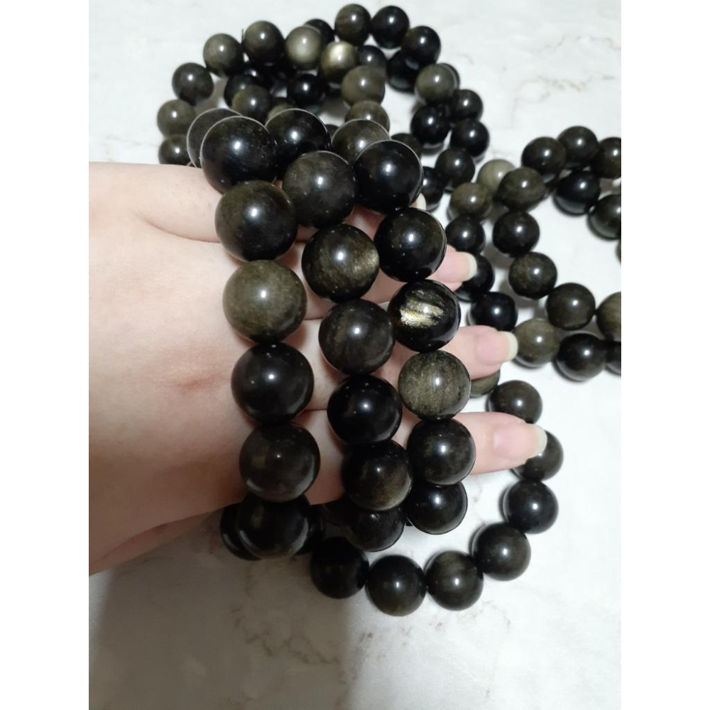 【三寶坊】天然金曜石 12mm 15mm 手串/手珠/手鍊/手排/手環 男朋友禮物 入門款-細節圖5