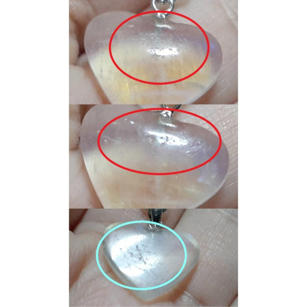 【三寶坊】藍月光石項鍊 藍月光愛心吊墜 月光石墜子 藍月光純銀項鍊 愛心月光石-細節圖7