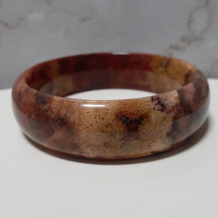 【三寶坊】天然珊瑚玉手鐲 61圈口 大花 暗紅 平安鐲 手鐲大圈口 N252-細節圖6