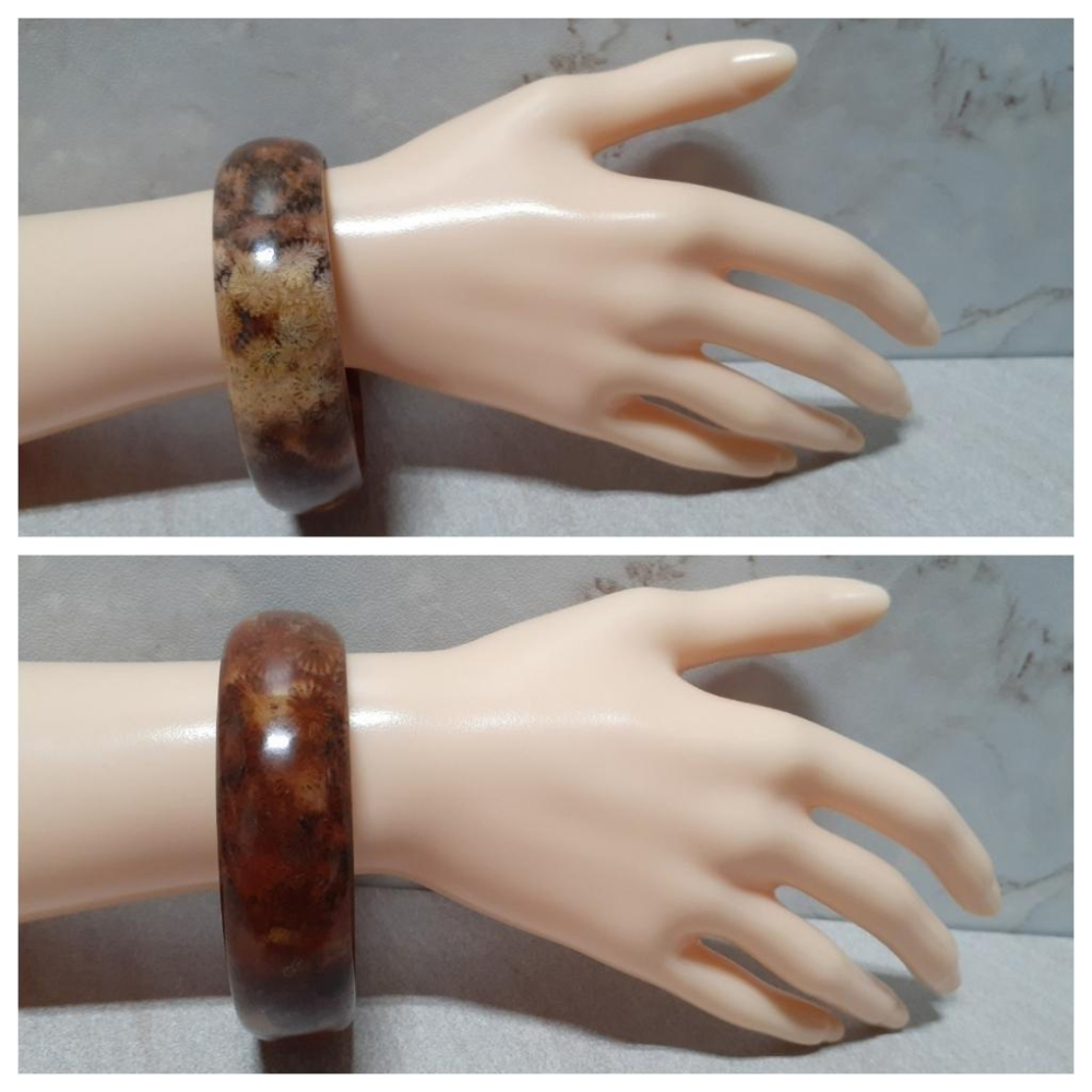 【三寶坊】天然珊瑚玉手鐲 61圈口 大花 暗紅 平安鐲 手鐲大圈口 N252-細節圖9