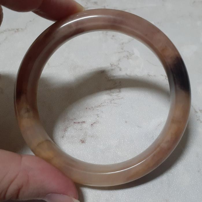 【三寶坊】天然金絲玉手鐲 63圈口 平安鐲 手鐲大圈口 N81-細節圖7