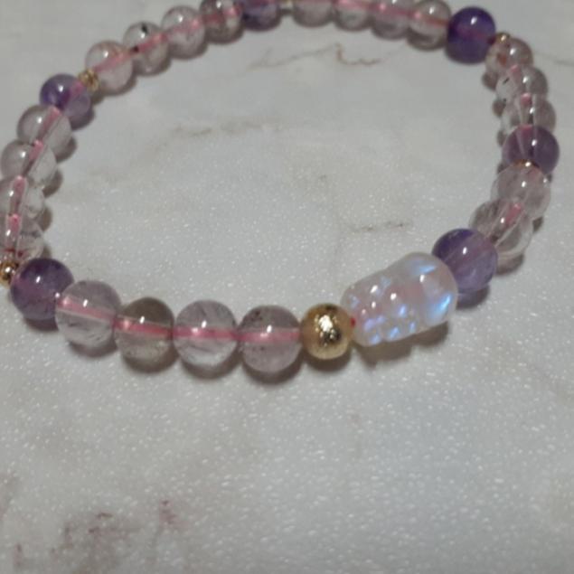 【三寶坊】天然超七手串 藍月光貔貅 設計款 手串/手珠/手鍊/手排/手環-細節圖2