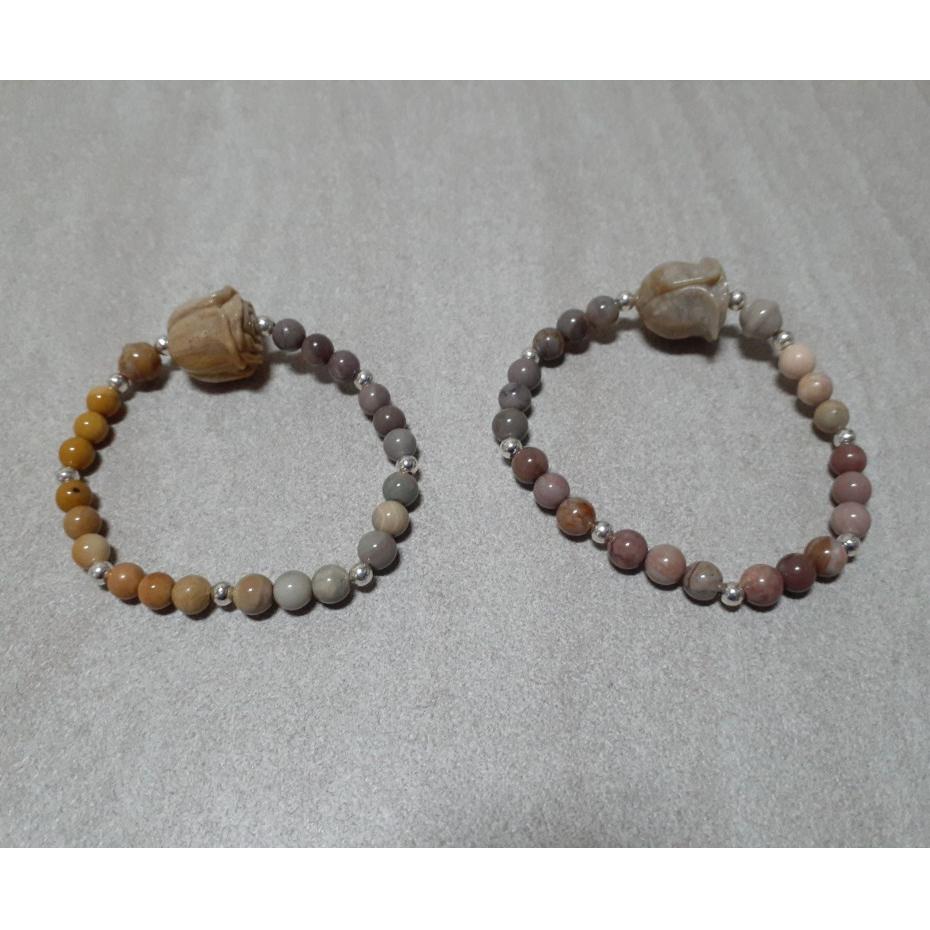 【三寶坊】天然珊瑚玉手串 珊瑚玉玫瑰花 阿拉善 設計款B 手串/手珠/手鍊/手排/手環-細節圖3