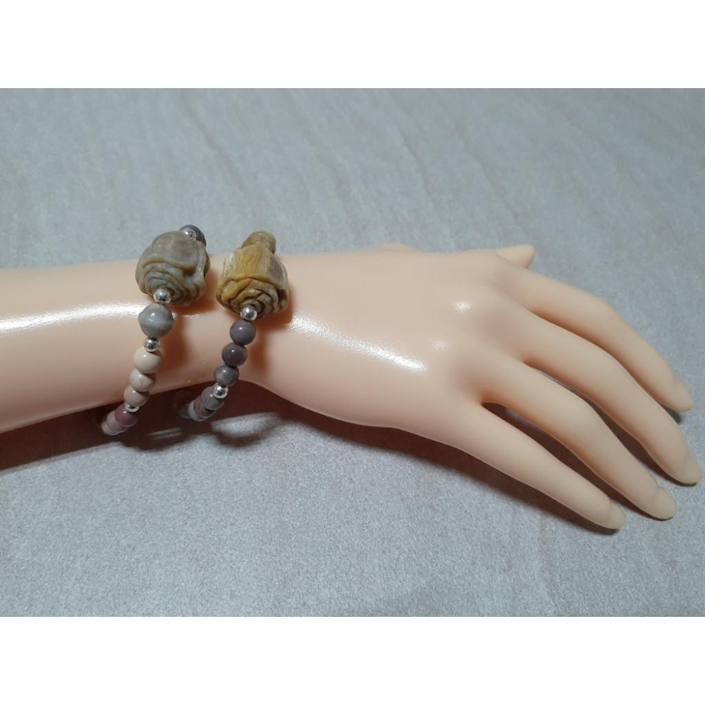 【三寶坊】天然珊瑚玉手串 珊瑚玉玫瑰花 阿拉善 設計款B 手串/手珠/手鍊/手排/手環-細節圖7