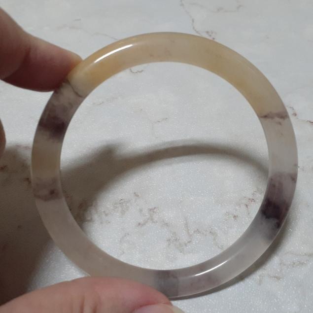 【三寶坊】天然金絲玉手鐲 62圈口 圓條 手鐲大圈口 N57-細節圖7