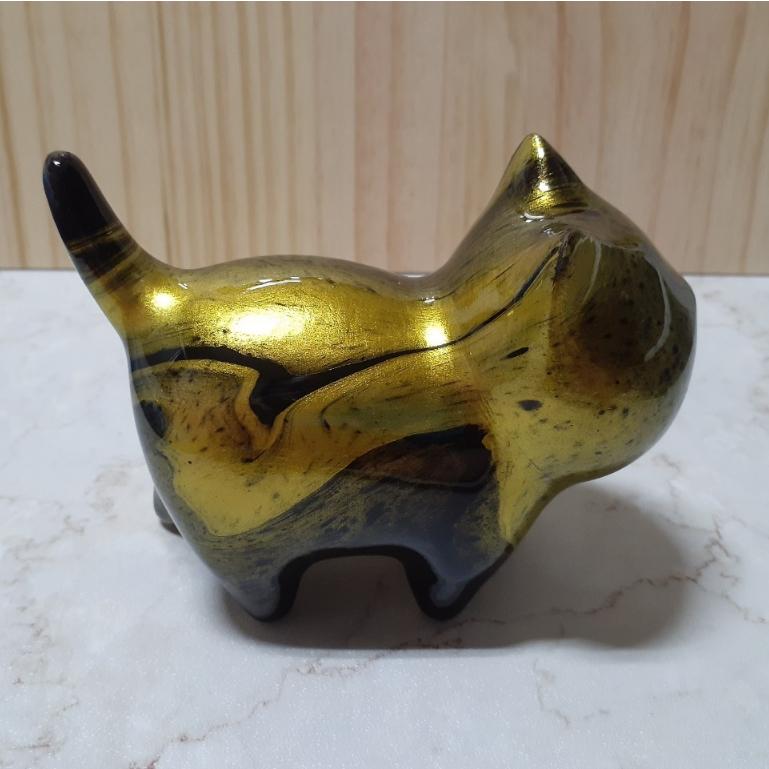 【三寶坊】大漆貓 大尺寸 發財貓 無臉貓擺件 貓咪擺件 貓咪木頭雕刻 大漆工藝 貓咪公仔 招財貓 療愈玩具-細節圖3