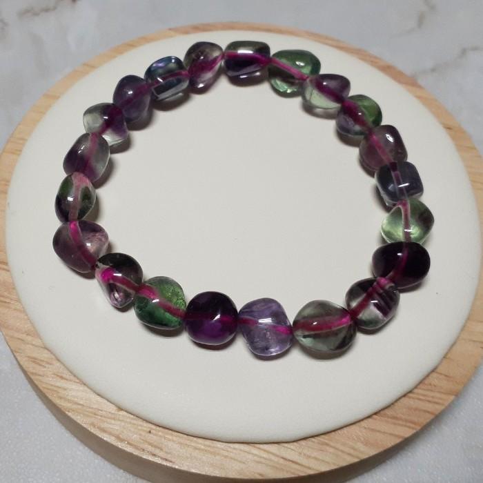 【三寶坊】天然螢石手珠 隨型珠 8mm+ 手串/手珠/手鍊/手排/手環 甜甜價190元-細節圖3