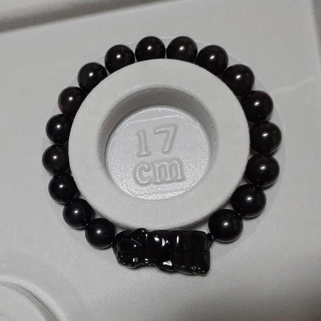 【三寶坊】天然彩虹眼黑曜石貔貅手鍊 10mm 12mm 男朋友禮物 情侶手鍊-細節圖4