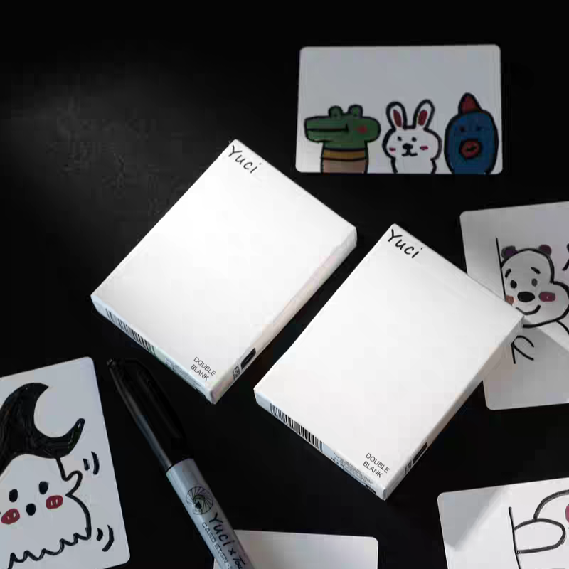 【千葉撲克】現貨 瑜慈 Pro Basic版 雙面白牌 魔術用黑芯紙白白牌 魔術師專用 特殊純白牌 布紋 空白 撲克牌-細節圖3