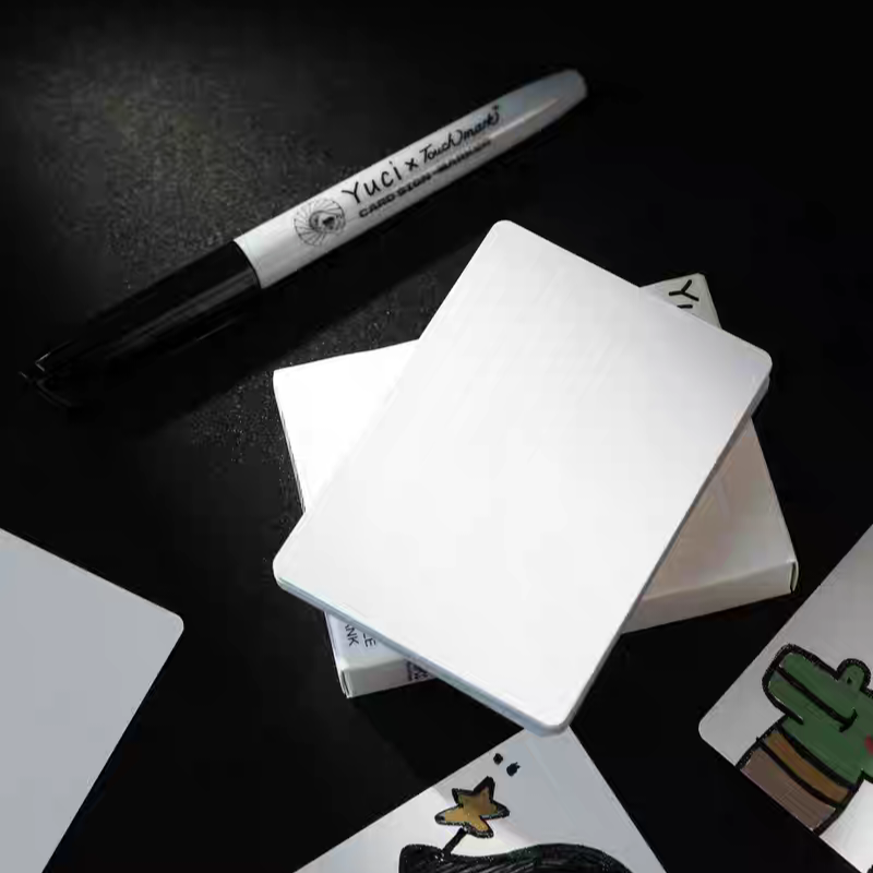 【千葉撲克】現貨 瑜慈 Pro Basic版 雙面白牌 魔術用黑芯紙白白牌 魔術師專用 特殊純白牌 布紋 空白 撲克牌-細節圖5