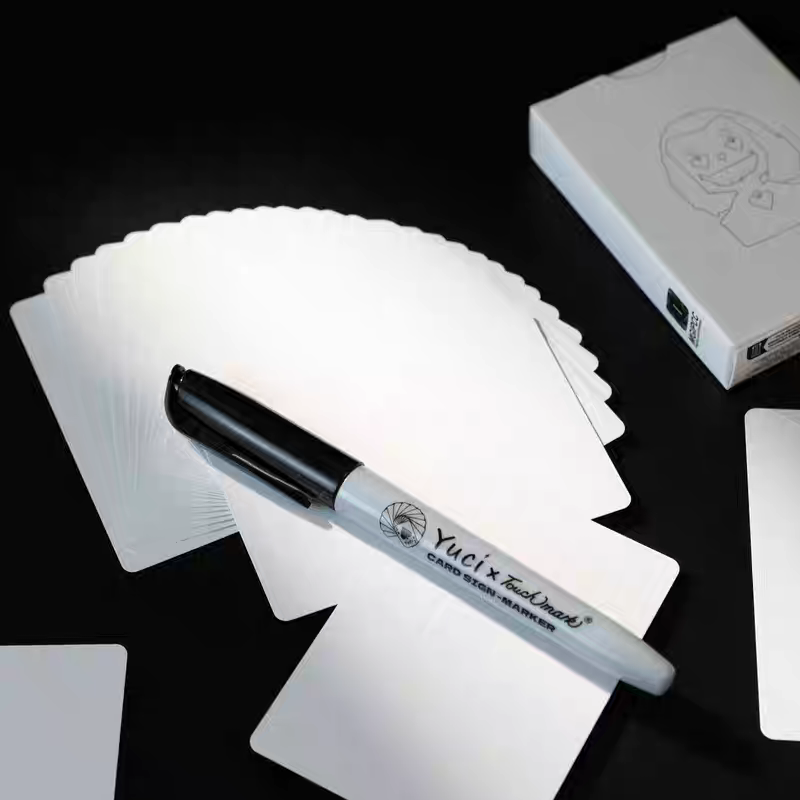 【千葉撲克】現貨 瑜慈 Pro Basic版 雙面白牌 魔術用黑芯紙白白牌 魔術師專用 特殊純白牌 布紋 空白 撲克牌-細節圖6
