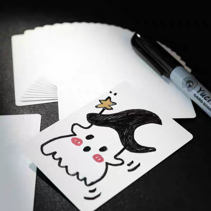 【千葉撲克】現貨 瑜慈 Pro Basic版 雙面白牌 魔術用黑芯紙白白牌 魔術師專用 特殊純白牌 布紋 空白 撲克牌-細節圖7