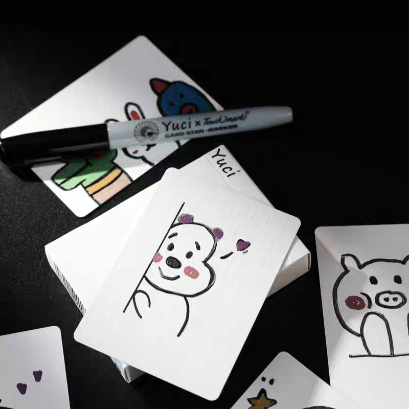 【千葉撲克】現貨 瑜慈 Pro Basic版 雙面白牌 魔術用黑芯紙白白牌 魔術師專用 特殊純白牌 布紋 空白牌 撲克牌-細節圖9