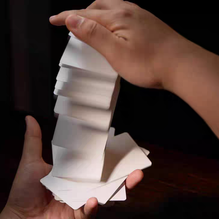 【千葉撲克】現貨 Blank Deck 雙面白牌 魔術用黑芯紙白白牌 魔術師專用 lite版 特殊牌 布紋 空白撲克牌-細節圖4