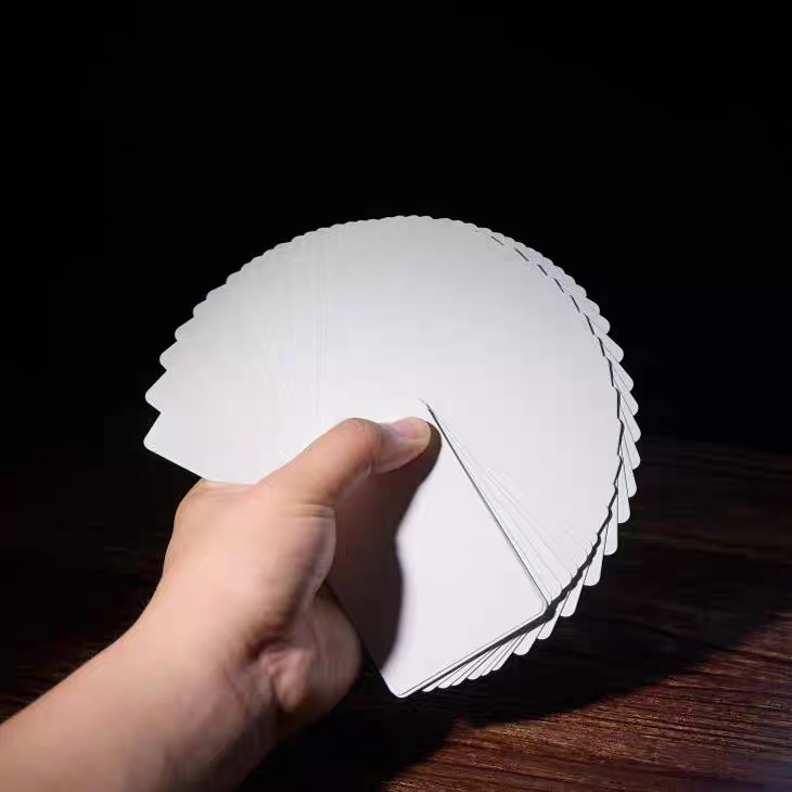 【千葉撲克】現貨 Blank Deck 雙面白牌 魔術用黑芯紙白白牌 魔術師專用 空白牌 特殊牌 布紋 空白撲克牌-細節圖3
