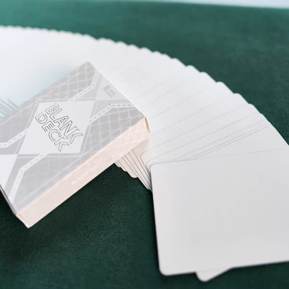 【千葉撲克】現貨 Blank Deck 雙面白牌 魔術用黑芯紙白白牌 魔術師專用 空白牌 特殊牌 布紋 空白撲克牌-細節圖6
