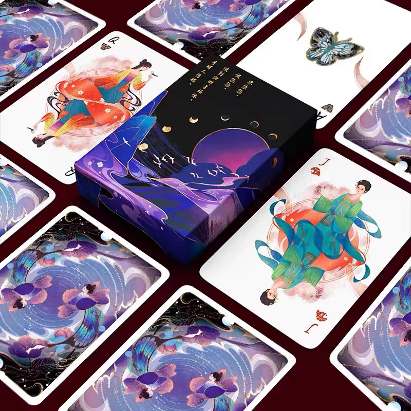 【千葉撲克】現貨 花月霓裳 古風撲克牌 V1 夜幕 V2 荷塘月色 國風 中華 撲克牌 練習牌 花切牌 收藏牌 魔術道具-細節圖2