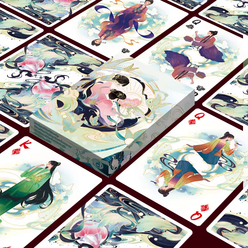 【千葉撲克】現貨 花月霓裳 古風撲克牌 V1 夜幕 V2 荷塘月色 國風 中華 撲克牌 練習牌 花切牌 收藏牌 魔術道具-細節圖6