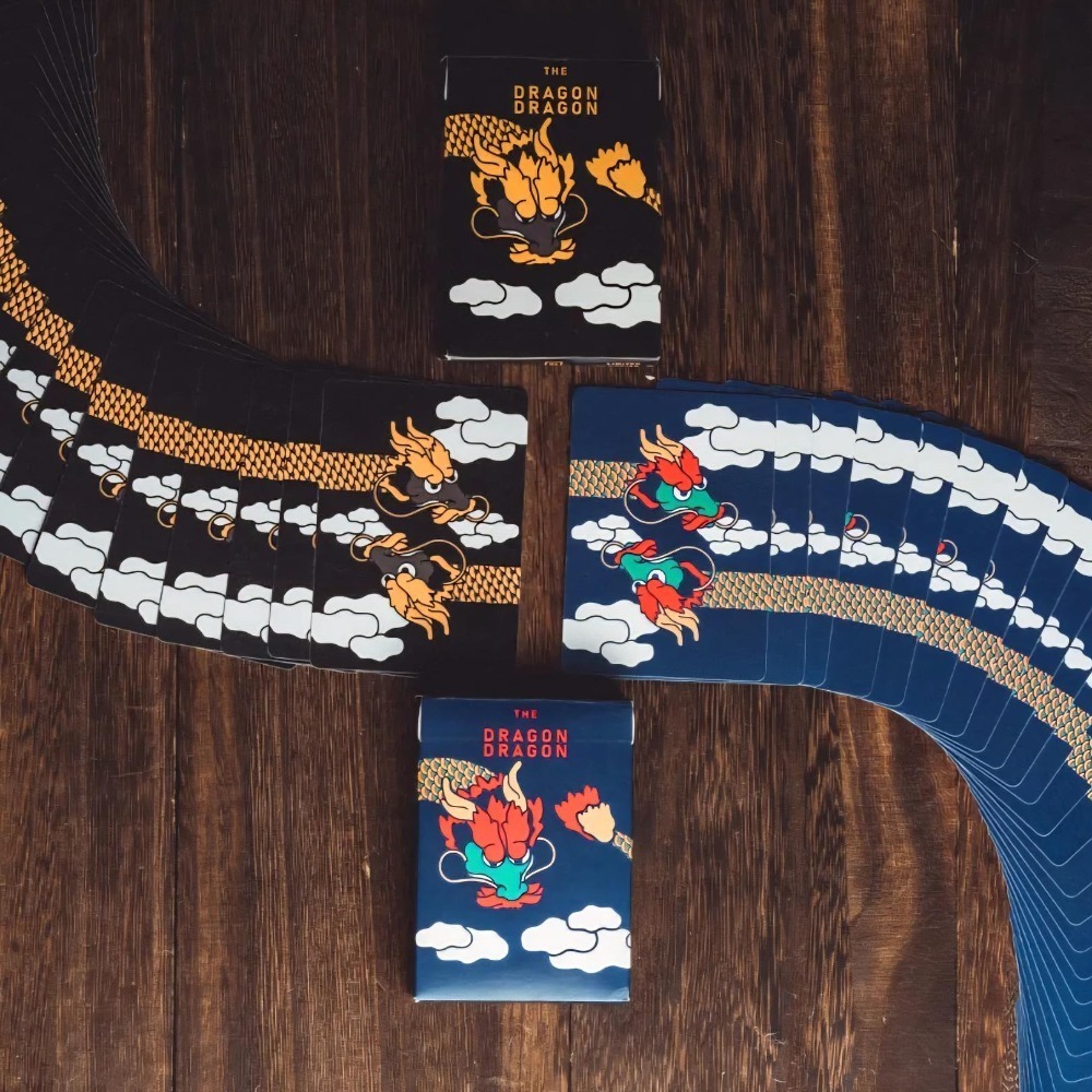【千葉撲克】現貨 龍神 Dragon 金屬油墨工藝 花切 撲克牌 蒼雲藍龍 閃電黑龍 龍牌魔術收藏 花切專用牌 禮物紙牌-細節圖5