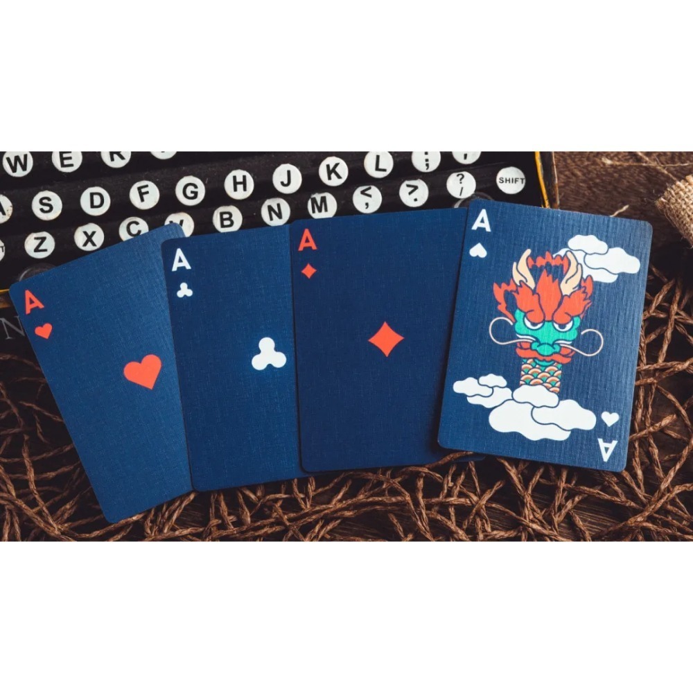 【千葉撲克】現貨 龍神 Dragon 金屬油墨工藝 花切 撲克牌 蒼雲藍龍 閃電黑龍 龍牌魔術收藏 花切專用牌 禮物紙牌-細節圖8
